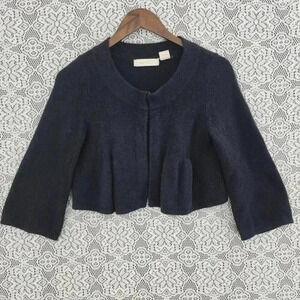 Anthro Sleeping on snow wool angora bell‎ sleeve  black sweater cardigan women's